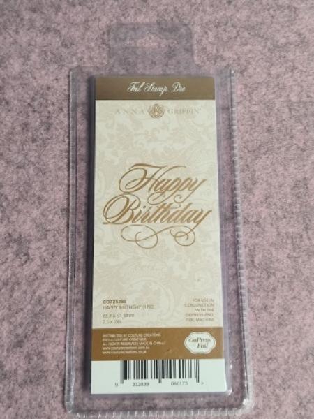 Happy Birthday Hotfoil Stamp - Size: 63.7 x 51.1mm | 2.5 x 2in