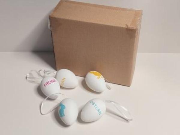 Ostereierset bedruckt weiß ca 6 cm