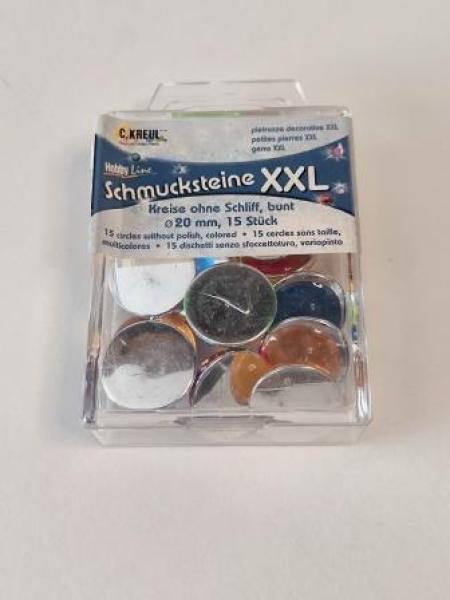 Schmucksteine XXL Kreise 20 mm  bunt  15 Stk