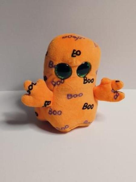 Carletto Ty Ty 37192 Ghoulie Geist mit Glitzeraugen, Beanie Boo's, Halloween limitiert, Plüsch, 15 cm, orange