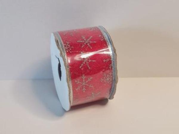 Weihnachtsband 5 cm 3,5 m  ro/si Kristalle  Stk