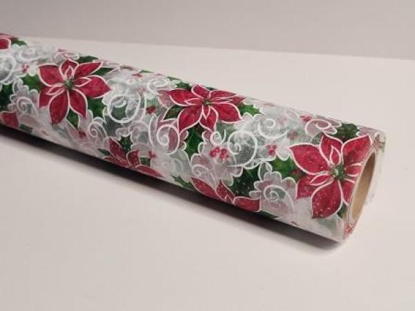 CREApop® Dekostoff 28 cm x 15 m, Christmas rot / weiß  ldm
