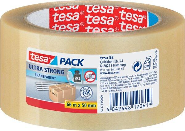 tesapack ultra strong, 66m x 50mm, transparent, PVC-Quallität, extrem