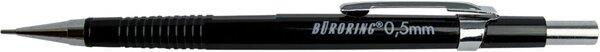 Büroring Druckbleistift, 0.5 mm, schwarz, mit Radiergummi und Clip