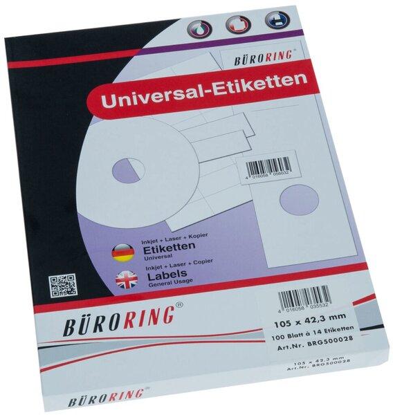 Büroring Etiketten, A4, 105 x 42,3mm, 1400 Etiketten
