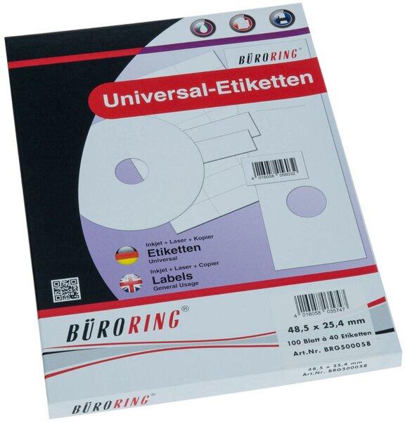 Büroring Etiketten, A4, 48,5 x 25,4mm, 4000 Etiketten