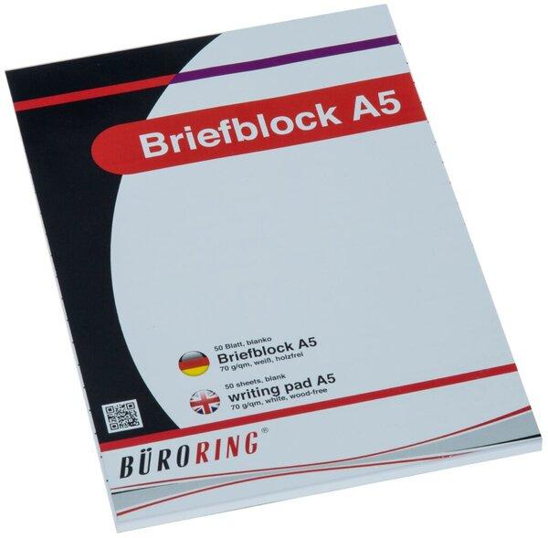 BüroRing Briefblock A5/50 Blatt blanko, holzfrei, weiß