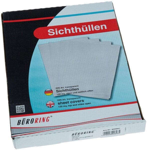 Büroring Aktenhüllen, genarbt, rot, Sichtmappe 120my, PP-Folie