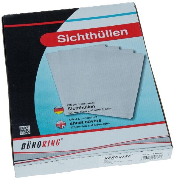 Büroring Aktenhüllen, genarbt, violett, Sichtmappe 120my, PP-Folie Stück