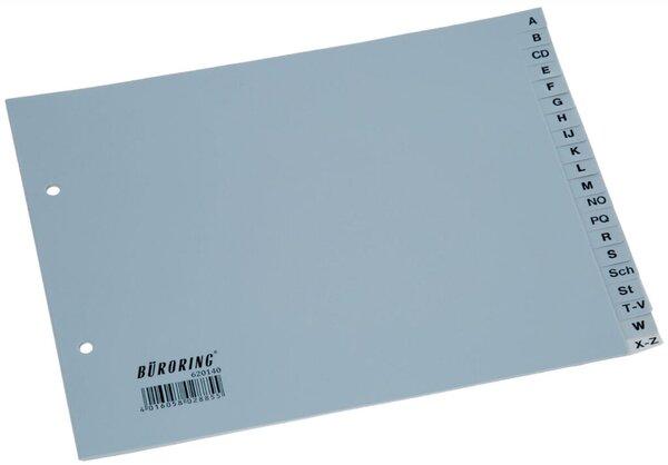 Büroring Register A-Z Sparformat, A4, 20-teilig, PP-Folie, grau,