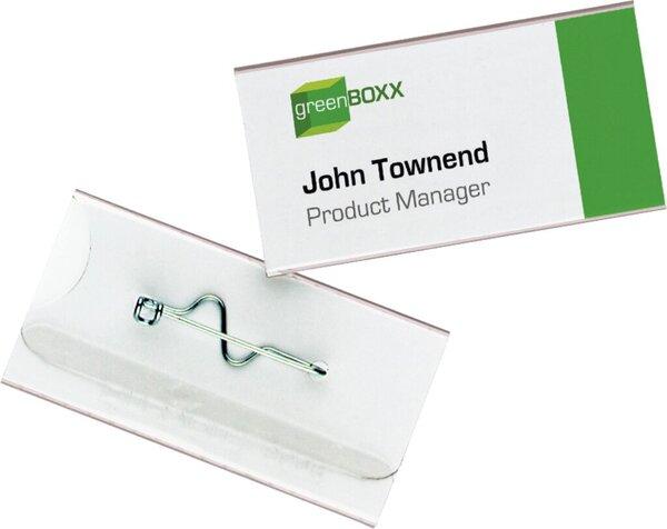 Namensschild mit Nadel 60x30mm Kunststoff  Stück