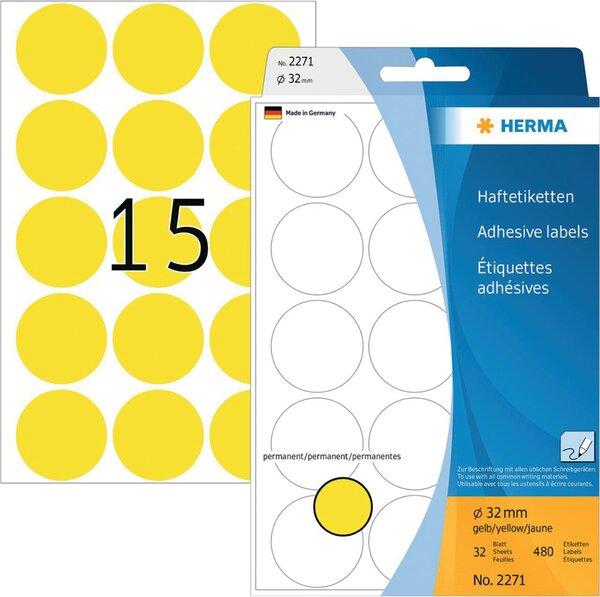 Vielzwecketiketten d. 32mm gelb