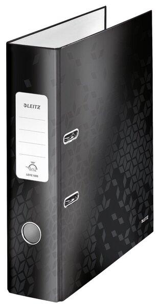 WOW Ordner 180°, 80mm breit, schwarz Griffloch, selbstklebendes Rücken-