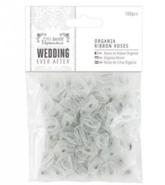 Organza Ribbon Roses (100pcs) - Wedding - Silver