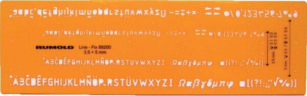 Schriftschablone, Schrifthöhe 3,5mm und 5mm, für Fineliner und