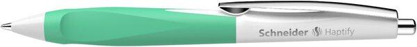 Kugelschreiber Haptify weiß/mint auswechselbare Mine 775, gummierter