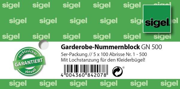 Nummernblock 1-1000, 5-farbig sortiert, 105 x 50 mm