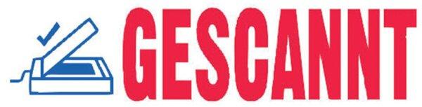 Stempel Printy Motiv/Text: Gescannt, Abdruck: blau/rot