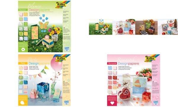 folia Designpapierblock Blumen, 3 05 x 305 mm, 12 Blatt (57905861)