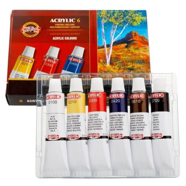 Acrylfarben 6er Set - 6 x 16 ml / Tuben