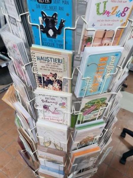 Kartenständer Boden-Drehdisplay „Geschenkkarten“ 80 Kartenfächer| Ø 600 mm 1950 mm, weiss   leer