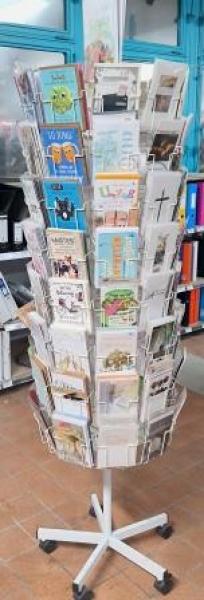 Kartenständer Boden-Drehdisplay „Geschenkkarten“ 80 Kartenfächer| Ø 600 mm 1950 mm, weiss   leer